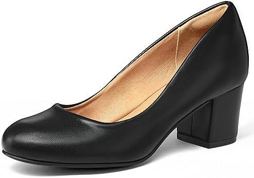 mysoft Women's Pumps Low Chunky Block Heel Round Toe Comfortable Dress Shoes Size 11