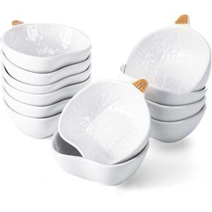 Teenyyou 12 Pcs Pumpkin Ramekins Ceramic Pumpkin fall Bowls 6 oz Oven Safe Thanksgiving Pumpkin Bowls for Baking Souffle, Pudding Halloween Dishes, White