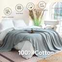 100% Cotton Waffle Weave Throw Blanket, Soft Lightweight Breathable Cozy Blankets for Bed Couch Home Décor All-Season Use (Dusty Blue, 40"x50")
