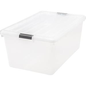 IRIS USA 68 Qt Stackable Plastic Storage Bins with Lids, 1 Pack - BPA-Free, See-Through Organizing Solution, Latches, Durable Nestable Containers, Secure Pull Handle, Made in USA - Clear