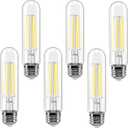 E26 LED Bulb 6W Dimmable, LED Light Bulbs Daylight 5500K E26 Edison Bulb, 700lm Equal 60 Watt AC120V 5 Inch, T10 Led Bulb Tubular for Rustic Pendant, Chandeliers, Wall sconces Pack of 6 (6w 5 Inch 5500k)