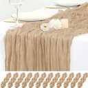 12 Pack Beige Cheesecloth Table Runner 17x108 Inch Boho Gauze Cheese Cloth Table Runners Rustic Sheer Runner for Wedding Party Baby Shower Birthday Home Decor