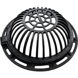 20in Ductile Iron Atrium Drain Grate and Frame, Dome Durable Metal Overflow Relief Gully Dome Grate with Bolted Down Base, Cast Iron Sewage Drain Grates for Garden,Yard,Lawn(Overall Size 23") (Black)