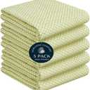 Lemon Green Honeycomb Kitchen Towels 5 Pack, 16x26 Inch, 100% Cotton, Quick Drying, Super Absorbent, Reusable & Washable Dish Towels for Drying, Cleaning, and Everyday Use