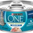 Purina ONE Senior Wet Cat Food, Vibrant Maturity 7+, 24 Pack 3 oz Cans | Grain free, chicken and whitefish pate recipes made with no artificial colors, flavors or preservatives for adult cat BBD:04-2028