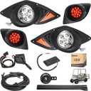 10L0L Golf Cart Street Legal Light Kit for Yamaha G29 Drive 2007-Up Gas/Electric, 12V Deluxe Headlights & Taillights with Turn Signals, Horn, Brake Lights & Harness