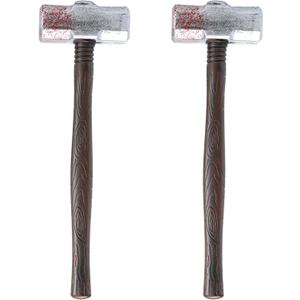 Amosfun Halloween Hammer Props Bloody Long Handle Hammer Cosplay Props Costume Accessory Halloween Party Supplies 2 Pack