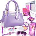 Shemira Play Purse for Little Girls, Princess Pretend Toys for Girls 3 4 5 6 7 8 Years Old, Christmas & Birthday Gift , Toddler Purse with Accessories, Kids Toy Purse, Purple
