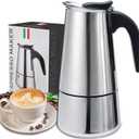Coffee Pot, Stainless Steel Moka Pot Italian Coffee Maker 9 cup/15 OZ Stovetop Espresso Maker for Gas or Electric Ceramic Stovetop Camping Manual Cuban Coffee Percolator for Cappuccino or Latte