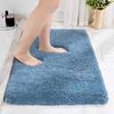 Blue Bathroom Rug 17x24 - Non-Slip Plush Small Bath Mat, Highly Absorbent & Ultra Soft Fluffy Floor Mat, Machine Washable for Shower and Tub