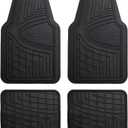 FH Group Automotive Floor Mats - Heavy-Duty Rubber Floor Mats for Cars, Universal Fit Full Set, Climaproof & Trimmable Floor Mats for Most Sedan, SUV, Truck, Black