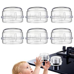 6 Pack Gas Stove Knob Covers  Heat-Resistant Baby Proof Stove Knob Locks with Universal Size, Stove Child Proof Knobs with Adhesive, Stove Safety Guard for Kids Toddler Pet(Transparent)
