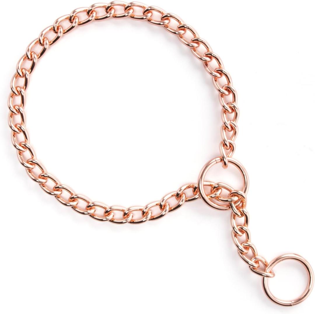 TSPRO Stainless Steel Heavy Duty Metal Dog Collar, Adjustable and Durable Pet Collar for Small Dogs, Ideal for Walking and Training (Rose Gold, 3MM*14-17 inches) TSPRO Stainless Steel Heavy Duty Metal Dog Collar, Adjustable and Durable Pet Collar for Small Dogs, Ideal for Walking and Training (Rose Gold, 3MM*14-17 inches)