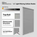 DEZ FURNISHINGS Cordless 1.5" Light Filtering Cellular Shade, 34.5" W x 60" H, Anchor Gray