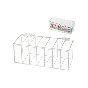 Adjustable Label Dispenser 7-Slot, Acrylic Wall Mountable Day of The Week Covered Sticker Roll Dispenser, Transparent Home Organization Box for Weekly Stickers, Jewelry, Coffee Bean, Perfumes