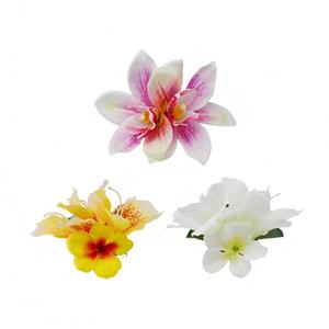 3 PCS Hawaiian Flower Hair Clips Hibiscus Plumeria Hairpin Girls Orchid Hair Accessories for Wedding Beach Prom Party (Pink, White, Yellow) (3 Count (Pack of 1))