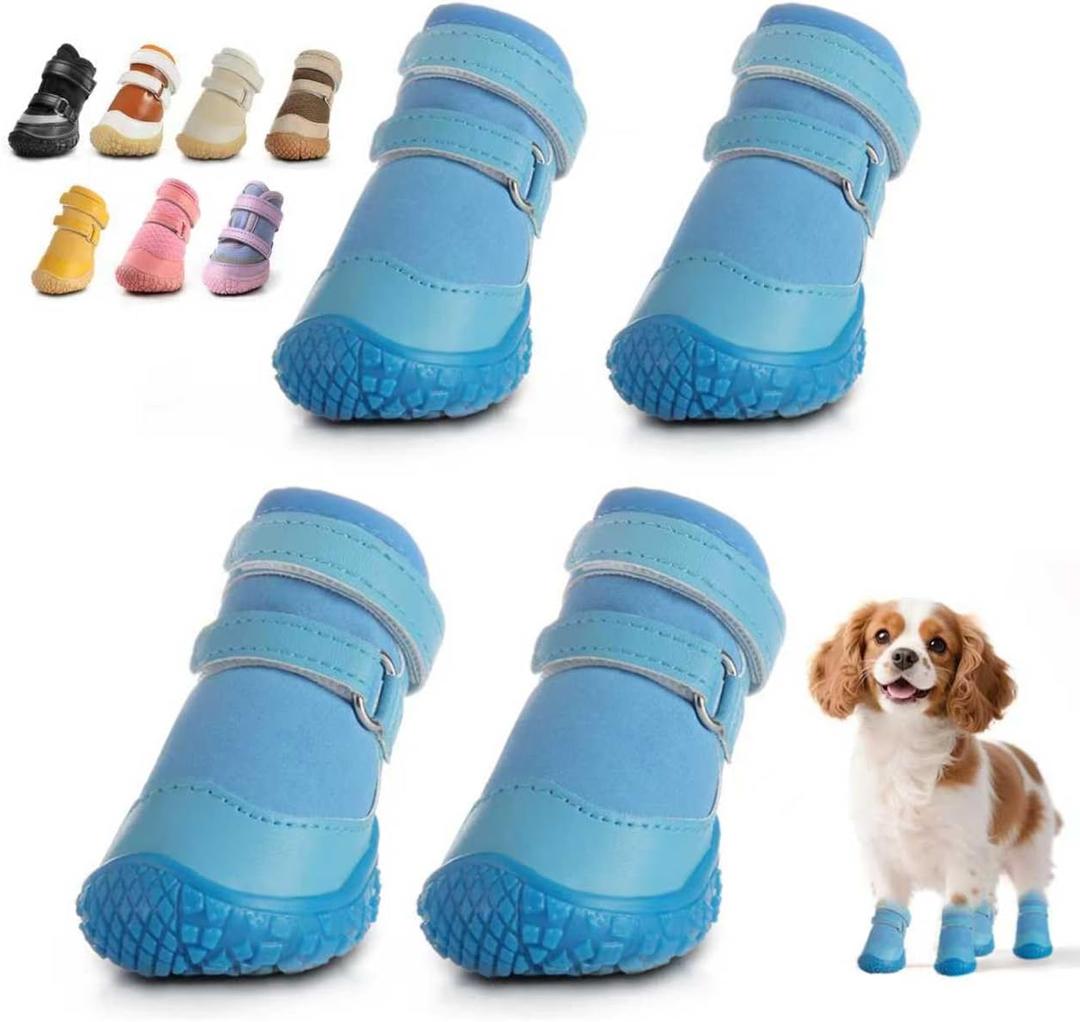 Dog Shoes for Small Dogs, Breathable Dog Boots Paw Protector for Hot Pavement Winter Snow, Dog Booties with Rugged Anti-Slip Sole for Hardwood Floors Outdoor Walking Light Blue Size 3 (#3 (Width 1.49 inch) for 11.0-16.5 lbs)