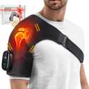 Cordless Portable Shoulder Heating Pad & Massager, Heating Vibration Shoulder Wrap, Shoulder Brace for Pain Relief, Rotator Cuff Support for Men & Women, Black