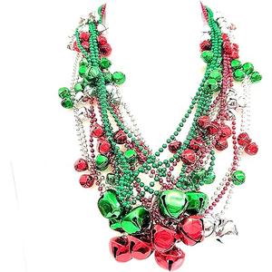 YSPPF 24 Pcs Christmas Jingle Bell Beads Necklace Red Green Silver Christmas Tree Bead Necklace Party Gift Decorations