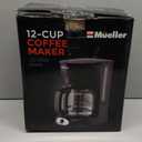 Mueller 12-Cup Drip Coffee Maker - Borosilicate Carafe, Auto-Off, Reusable Filter, Anti-Drip, Keep-Warm Function, Clear Water Level Window Coffee Machine, Kitchen Essentials & Accessories (Black)