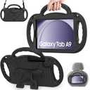 AVAWO Kids Case for Samsung Galaxy Tab A9 2023 8.7 Inch/A7 Lite 2021 Cover, with Strap, Shockproof, Lightweight Handle Stand 2023(SM-X110/X115/X117)/2021(SM-T220/T225/T227), Black