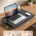 HETTHI Lap Desk with Cushion, Large Laptop Besk Bed, Up to 17" Laptop Tray for Bed with Wrist Rest, 2 Self-Adhesive Mouse Pads, Portable Handle, Tablet Phone Slot (Black)