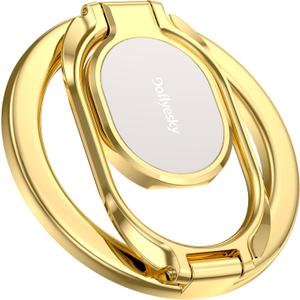 Magnetic Phone Ring Holder for Magsafe Phone Grip, Dual-Sided Magnetics Adjustable Gym Phone Holder Finger Kickstand for iPhone 17, 17 Air, 16, 15-12 Pro Max and Android Phone Cases (Gold)