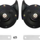 Super Loud Train Horns 12-volt electric snail waterproof high-pitch dual horns, suitable for car, truck,loud motorcycle horn bicycle and boat accessory (black)