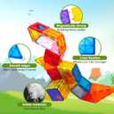 HAS Happiness and Surprise 100 pcs Magnetic Tiles,Dinosaurs Magnetic Tiles Building Blocks with Storage Drawing Bag,3D Magnet Puzzles Toys for Preschool