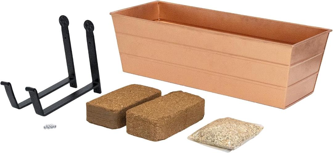 Bloom Box Garden Growing Kit, Medium Copper with Wall Brackets