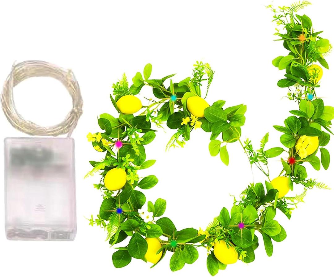 1Pcs Artificial Lemon Vines,1Pcs 78.7 Inch Neon Light,Fake Vine is 78.7 Inches,Leaf 6.1 Inches,Faux Fruit Vine Garlands with Lemon for Room Door Wall Mantle Wedding Party Table Garden Decorations