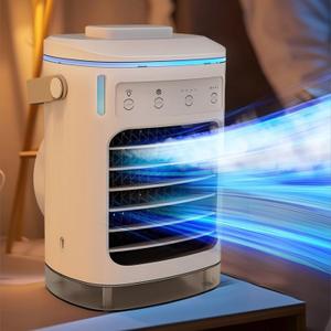 Portable Air Conditioners, Protable Humidifier Fan, Heater Fan Combo, 4 Speed 4 Timing, 900ML Large Capacity Water Tank, AC Fan, Evaporative Air Cooler
