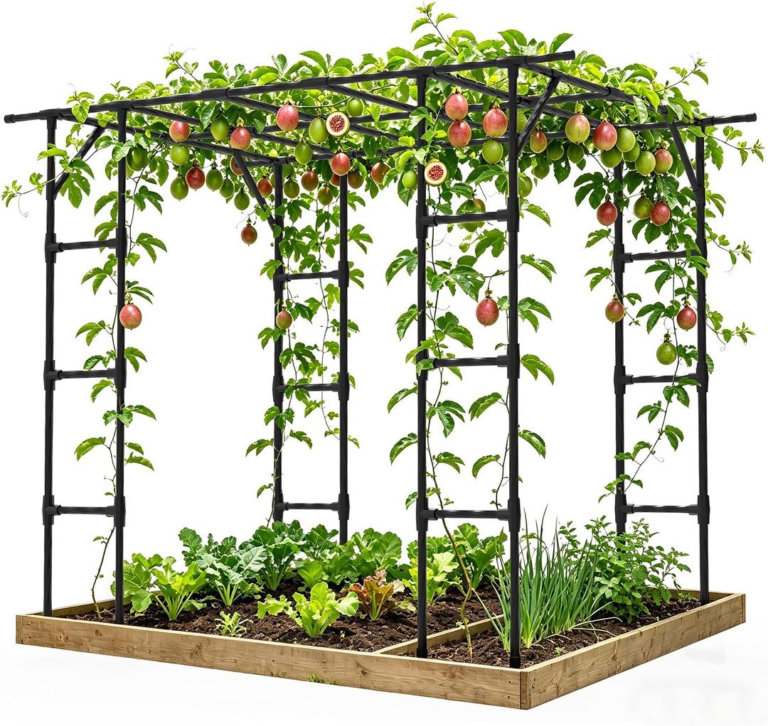 Grape Vine Trellis, Extra Large Garden Arch Trellis for Climbing Plants Outdoor-95.7（L）*61.6(W)*78.5(H) in, Heavy-Duty Metal Plant Support Trellis for Outdoor Yard Courtyard, Garden, Pavilions (25MM Pipe)