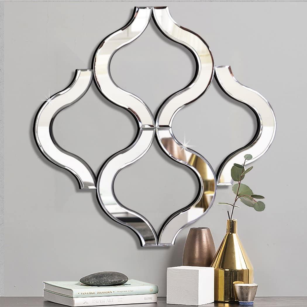 DMDFIRST Arc-Shaped Wall Mirror, Silver, 14.75'x14.75', Modern Fashion Decor, Unframed, Beveled Edge