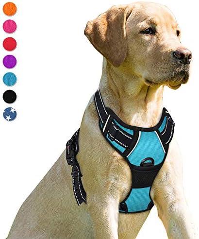 BARKBAY No Pull Dog Harness Front Clip Heavy Duty Reflective Easy Control Handle for Large Dog Walking(Blue,S)