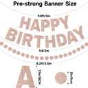 2 x GCQQ Rose Gold Happy Birthday Banner - Glitter Pre-Strung 3M Pre-Strung Letter Garland + 2.5M Rose Gold Dot Garlands Woman Girls Birthday Party Banners Backdrop Decoration Supplies, No DIY