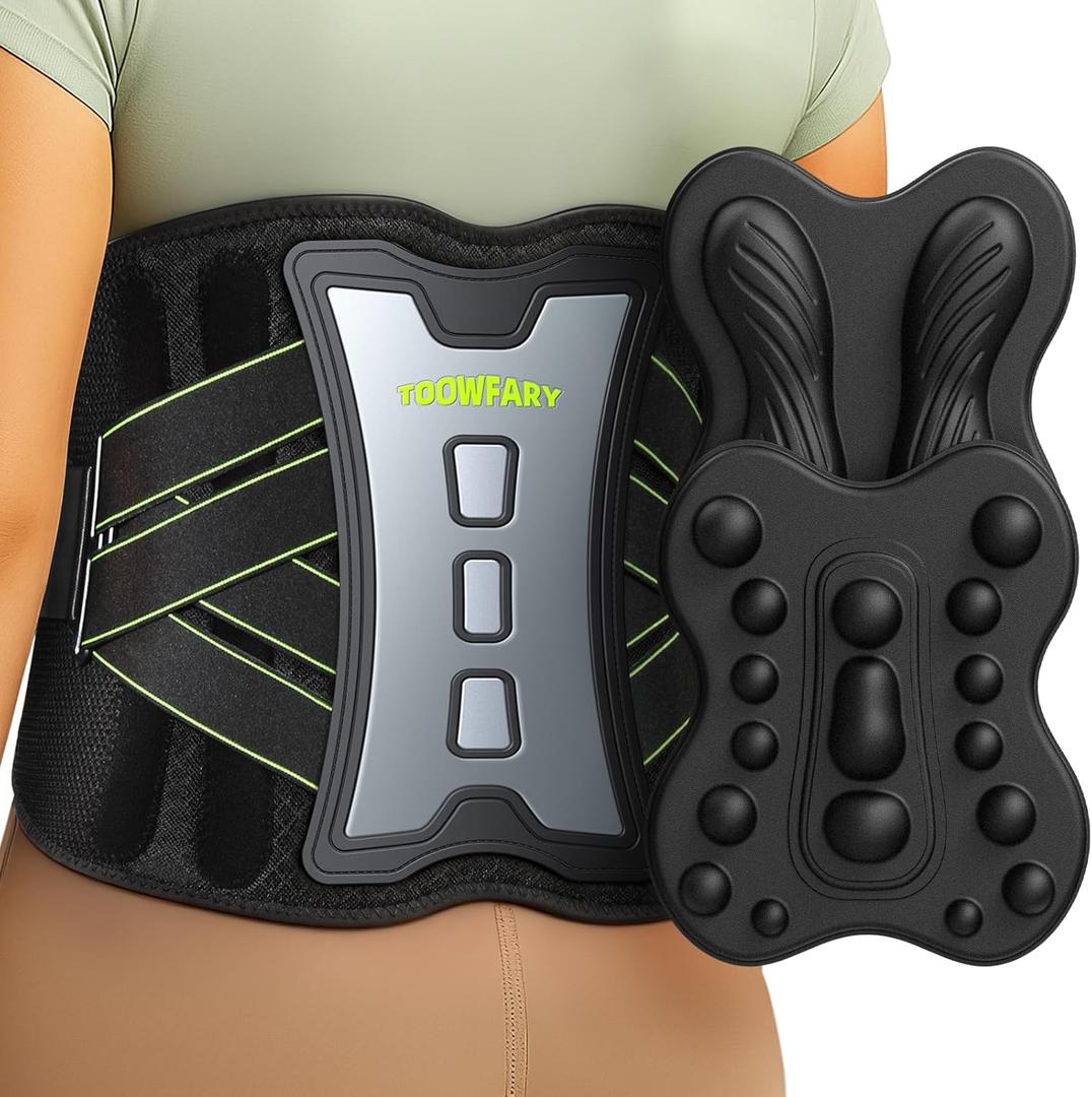 Back Brace for Lower Back Pain Relief with 2 TPE Pads & 8X Powerful Lumbar Support Belt for Men & Women, Adjustable Support Straps for Back Pain, Herniated Disc, Sciatica, Scoliosis Large Waist: 38-45