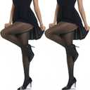 Yilanmy Shimmer Tights for Women Lurex Metallic Glitter Tights Sparkly Sheer Stockings 2 Pairs(S/ M, Black/ Gold)