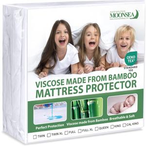 Full Size Mattress Protector, Skin Friendly and Breathable Mattress Cover Full, Viscose Made from Bamboo Jersey Double Bed Full Size Mattress Pad with 14" Deep Pocket