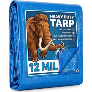 Artpuch Heavy Duty Tarp Customized Finished Size 3x7 FT, 12 Mil Waterproof Poly Tarps with Grommets, Multipurpose Protective Tarp Cover for Outdoor Camping, Blue