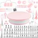 Cake Decorating Supplies Kit, Cake Turntable for Decorating, 64 Icing Ping Tips, 32 Piping Bags,3 Icing Scrapers, 2 Spatulas, 14 Fondant Mould, Cake Leveler for Baking Beginners