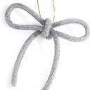 Christmas Bow Ornaments 2025, 3Pcs Silver Bow Christmas Tree Ornament, Xmas Hanging Ornaments Decoration Gift for Women Family Made with Rhinestones