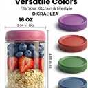 16oz 4Pack Glass Overnight Oats Jars Containers with Airtight Leakproof Lids, Reusable Mason Jars for Meal Prep, Yogurt Parfaits, Smoothies, Salads & Healthy Breakfasts (16 OZ-4-1)