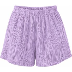 Girls Summer Shorts Cute Pleated Elastic Waist Textured Casual SweatShorts Purple 13-14 Years (Purple)
