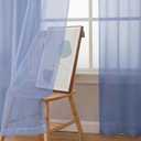 Simplebrand Denim Short Sheer Curtains 45 Inch Length for Small Windows, Rod Pocket 2 Panels Set Solid Voile Drapes Window Sheer Curtains for Bedroom Bathroom Kids Room Kitchen, 42x45 Inch, Denim