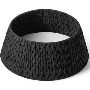 28in Woven Christmas Tree Collar, Chunky Cotton Rope Weave Skirt Basket - Elegant Beige Tree Base Cover for 6ft 7.5ft 9ft Artificial Trees - Holiday Decoration, Natural & Stable(Black)