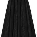 Scarlet Darkness Maxi Skirt for Women Boho Lace Flowy Long Renaissance Skirts with Pockets (S)