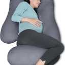 MOON PARK Pregnancy Pillows for Sleeping - U Shaped Full Body Maternity Pillow with Removable Cover - Support for Back, Legs, Belly, Hips - 57 Inch Pregnancy Pillow for Women - Dark Grey, Velvet Cover - 57 Inch