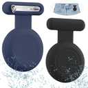 2 x Waterproof Holder Compatible with AirTag for Kids (2 Pack), Hidden Case with Pin, GPS Tracker Clip Compatible with Apple Air Tag, Suitable for Toddlers, Children, Elderly, Clothing, Backpack, Luggage (Black/Navy Blue)