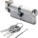 Solid Brass Door Lock Cylinder with 3 Brass Keys 90mm Storm Door Lock Replacement Brushed Nickel Cylinder